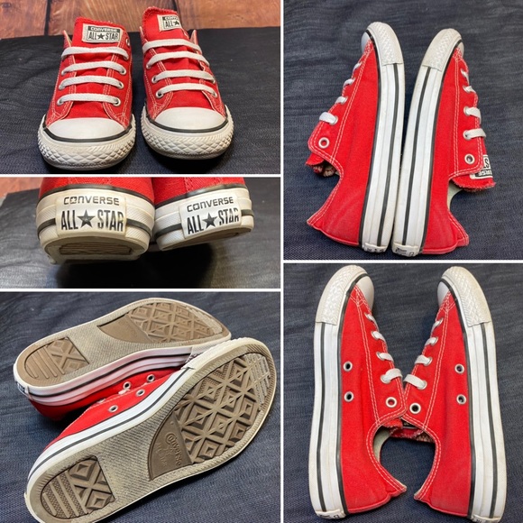 Converse All Star Low - Red Canvas / White Details - Youth size 3 - Picture 6 of 16